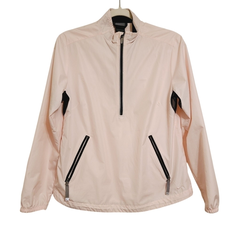 NIKE | Women's Light Pink Half-Zip Windbreaker Zip-Up Jacket (Size Small)